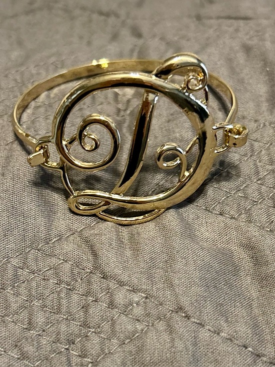 Jewelry - Gold Monogram 'D' Cuff Bracelet - Women's Jewelry